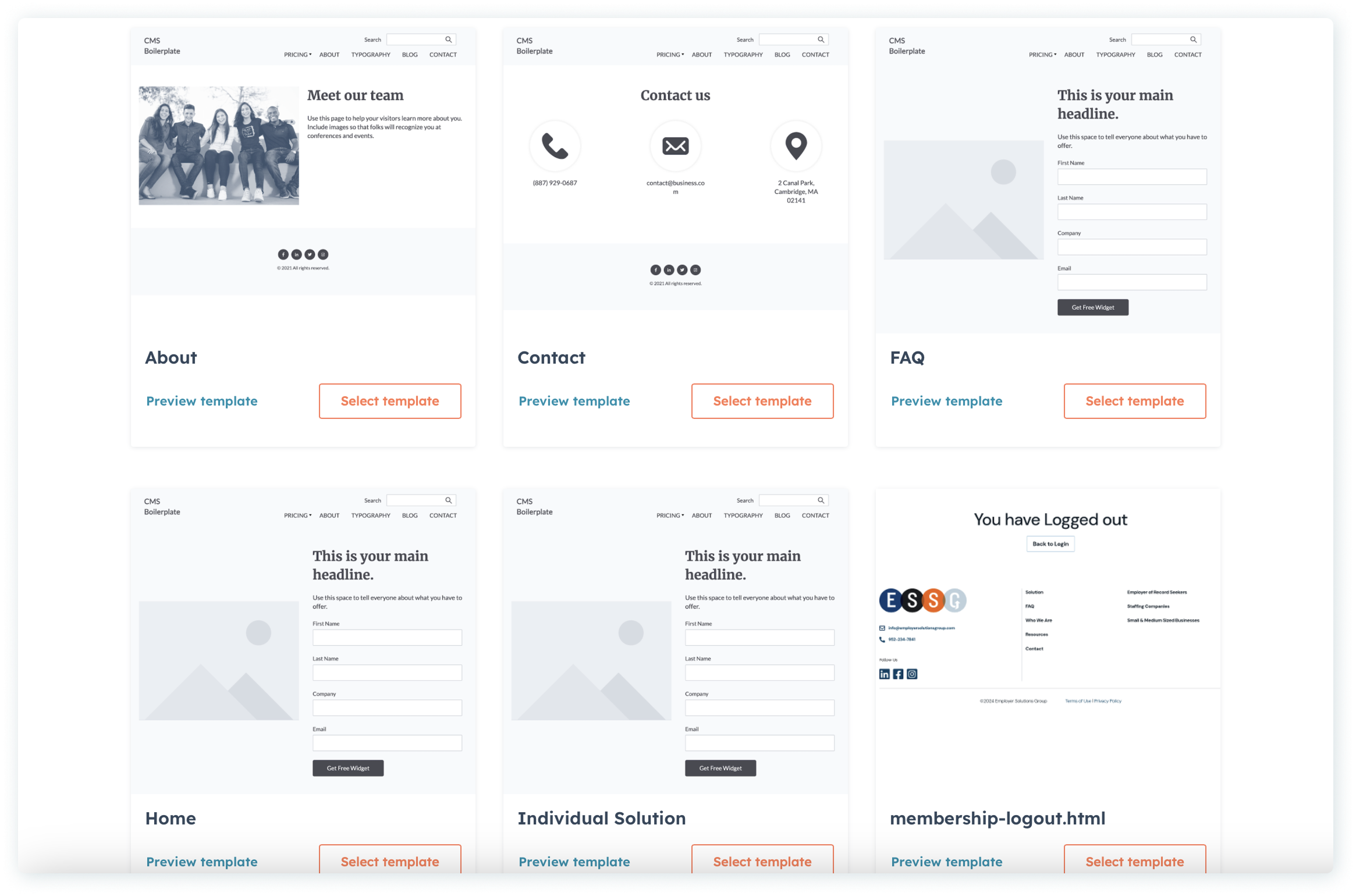 ESSG Templates